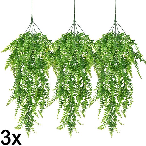 3x Műnövény, függő páfrány (80 cm) | FERNY
